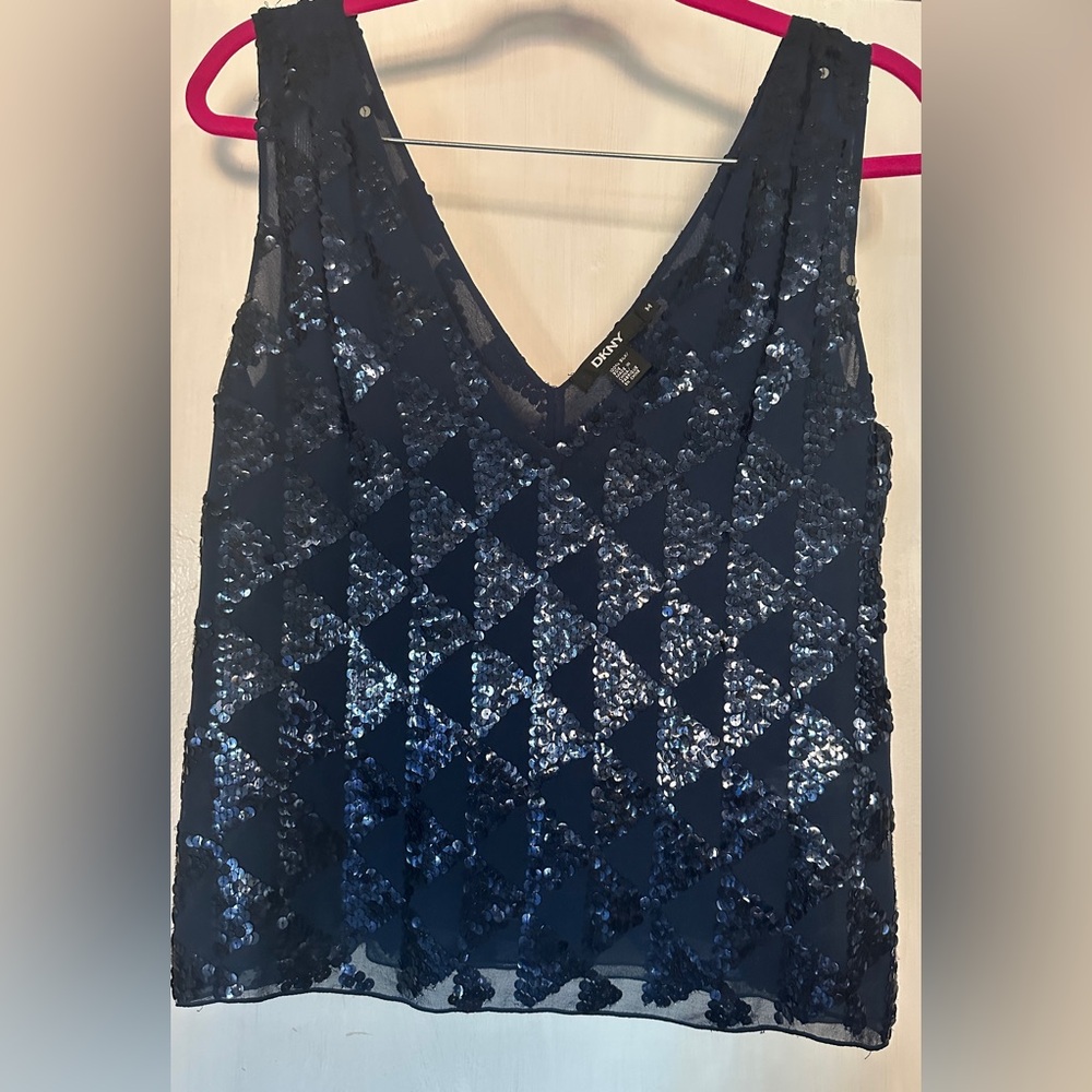 DKNY Silk Sequin Detail Women’s Top